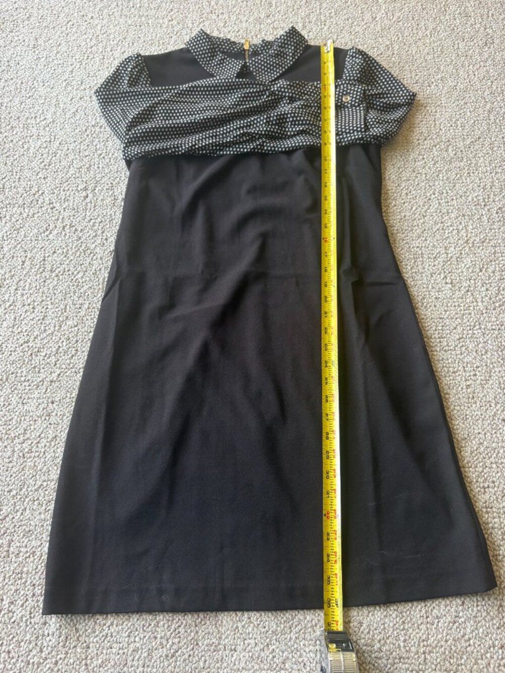 Tommy Hilfiger Black A Line Dress 10 Polka Dot Sheer Sleeve Office Chic - Picture 9 of 9